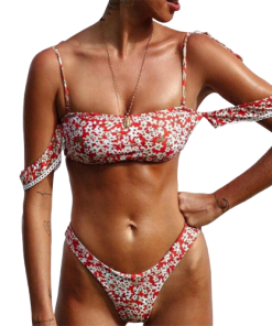maillot bain 2 pieces bandeau femme imprime floral